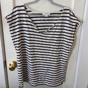 Short Sleeve Black & White V-Neck Tank Liz Claiborne 1X